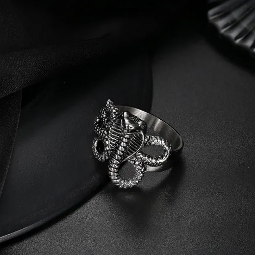 Miniatura 6 de FIBO STEEL 1 anillo de serpiente gótico vintage para hombre Eboy