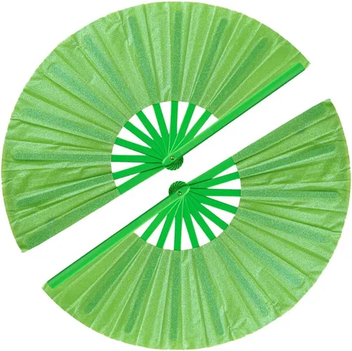 Miniatura 13 de Paquete de 2 ventiladores de mano plegables grandes para fiestas, abanico de mano con purpurina para festivales, ventilador de mano plegable grande