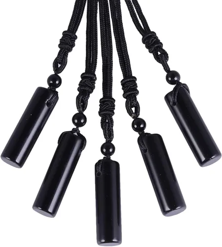 Miniatura 3 de Nupuyai Collar con colgante de cilindro de cristal curativo para mujeres y hombres, amuleto de varita, piedra reiki, cordón trenzado ajustable de 18