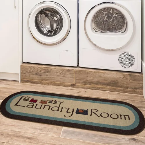 Miniatura 33 de Alfombra lavable a máquina con diseño de texto antideslizante con parte trasera de goma, 2 x 5, para lavandería, para baño, lavadero, 20 x 59