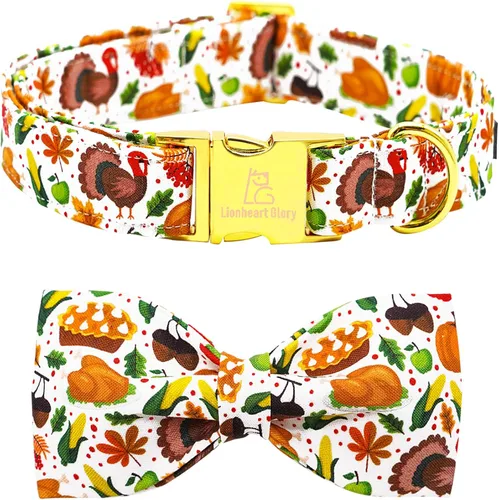 Miniatura 16 de Lionheart glory - Collares de perro de Halloween, collar de perro de otoño, lazo rosa, collar para perros pequeños, niños y niñas, calabaza, arcos