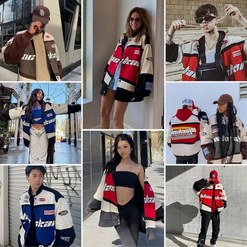 Miniatura 5 de Aelfric Eden Chaqueta universitaria con estampado de amor y letras para hombre, chaqueta de béisbol con gráficos vintage, unisex, ropa de calle