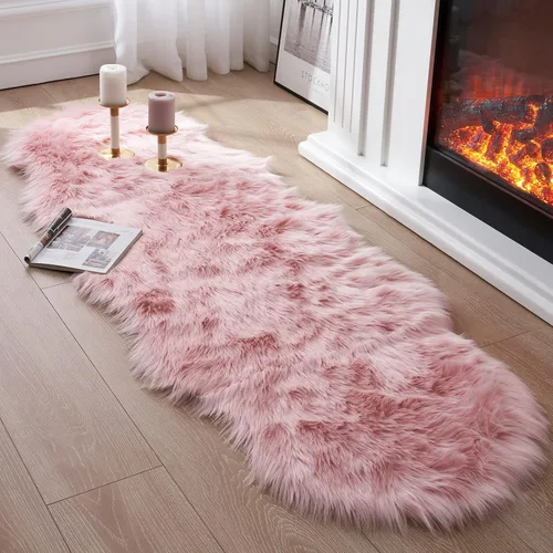 Miniatura 22 de Alfombra de piel sintética para sofá, silla, alfombra pequeña beige para dormitorio, 2 x 3 pies, alfombras peludas para habitación de los niños
