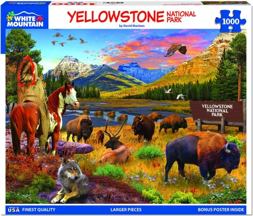 Miniatura 2 de White Mountain Yellowstone - Rompecabezas de 1000 piezas para el parque nacional, escena de otoño y otoño, piezas grandes, regalo para adultos