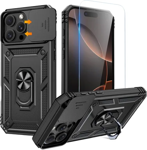 Miniatura 27 de Goton Funda para iPhone 14 Plus con Protector de Pantalla - Funda con Cubierta Deslizante para Cámara con Soporte de Anillo, Resistente de Grado