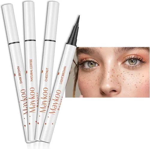MAYKOO Juego de bolígrafos de pecas de 4 colores, diseño de pecas falsas naturales realistas, impermeable, de larga duración, secado rápido, pecas