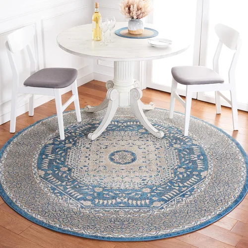 Miniatura 13 de SAFAVIEH Sofia Collection SOF365M - Alfombra bohemia tribal envejecida de 2 pies 2 pulgadas x 8 pies, color azul/beige, no desprende pelusa