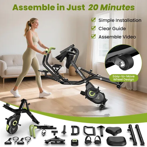 Miniatura 7 de Foldable Exercise Bike, Multifunctional Indoor Stationary Bikes for Home with 8-Level Magnetic Resistance, Quiet Workout Bike with Arm Resistance