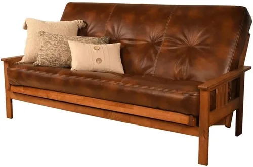 Kodiak Furniture Colchón tradicional de poliéster y cuero de 75 pulgadas con acolchado decorativo, resortes interiores con bisagras en espiral,