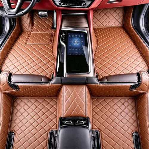 Miniatura 23 de Alfombrillas de cuero personalizadas para todo tipo de clima, revestimientos para el suelo de automóviles, SUV, camiones, juego de tapetes Azul