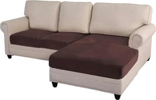 Miniatura 27 de MIFXIN Fundas para sofá modular, 3 piezas, funda de asiento de sofá de terciopelo elástico en forma de L, funda de cojín separada, protector