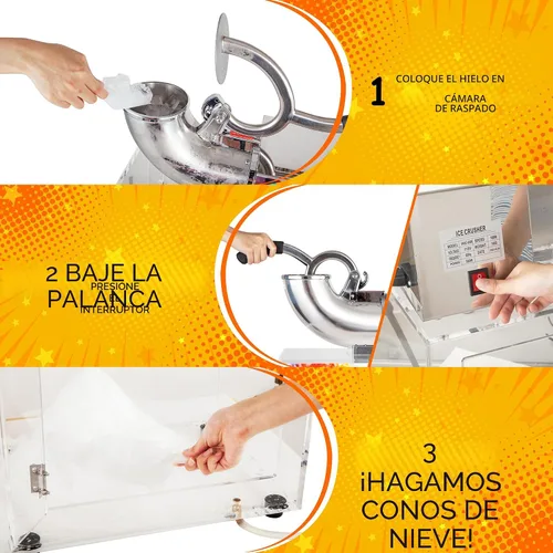 Miniatura 2 de VNN máquina de conos de nieve de 48L, máquina comercial de hielo rallado de 500LB/H, máquina eléctrica de afeitado de hielo de 300W, adecuada