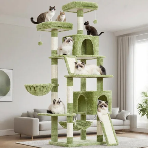 Miniatura 10 de Gitelsnour Árbol para gatos de varios niveles para gatos de interior, torre para gatos con 2 tablas de rascar, 2 plataformas acolchadas de felpa