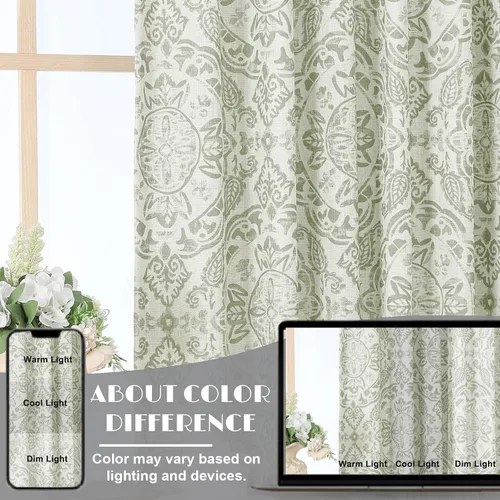 Miniatura 7 de OWENIE - Cortinas totales opacas para dormitorio de 96 pulgadas de largo, juego de 2 paneles, estampado de medallón, cortinas térmicas aisladas de 2
