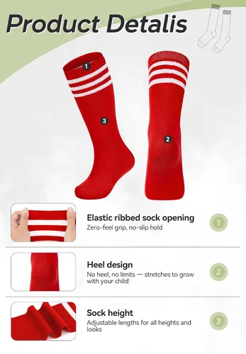 Miniatura 29 de Zando Calcetines de fútbol para niños, hasta la rodilla, para jóvenes, béisbol, fútbol, sóftbol, niños y niñas, de algodón suave sobre