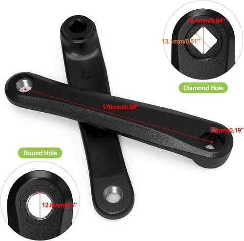 Miniatura 2 de BAFANG Brazo de manivela de 6.693 in bicicleta eléctrica agujero de diamante manivela motor medio bielas piezas esenciales accesorio motor medio