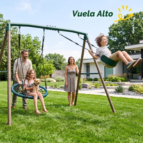 Miniatura 4 de Hapfan Juego de columpios de 7.5 pies de altura para patio trasero, juego de columpio resistente de 500 libras para niños y adultos con columpio