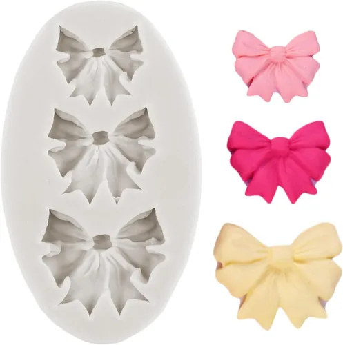 Miniatura 10 de Moldes de fondant de Bowknot para pajarita de silicona para decoración de pasteles Decoración de cupcakes Pasta de goma de chocolate Pasta