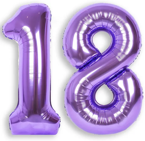 Miniatura 33 de Globo de número 0 de 40 pulgadas de RainbowQ Party, grande, color púrpura, para niños o niñas, números del 0 al 9, de papel de aluminio y Mylar