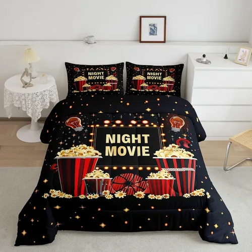 Miniatura 12 de Homewish Piano Music Comforter Set King Size,Musical Notes Bedding Set 3Pcs for Kids Girls Boys Teens Room Decor,Retro Graffiti Grey Gold Down Multi