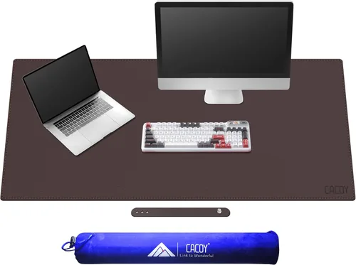 Miniatura 31 de Cacoy Tapete de escritorio de cuero, 70.8 x 24 pulgadas, tamaño mega, extendido, tapete de escritorio profesional para escritorio completo, Negro