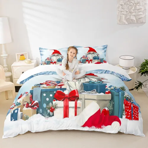 Miniatura 17 de Juego de funda de edredón para niños de Feliz Navidad, tamaño King, juego de ropa de cama de pingüinos de dibujos animados, animales árticos