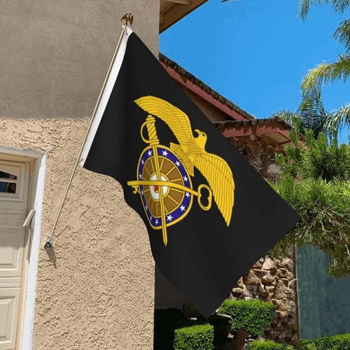 Miniatura 6 de Bandera de Insignia de rama del Cuerpo de Intendente de Estados Unidos, 3 x 5 pies, poliéster duradero de doble cara, divertida pancarta decorativa