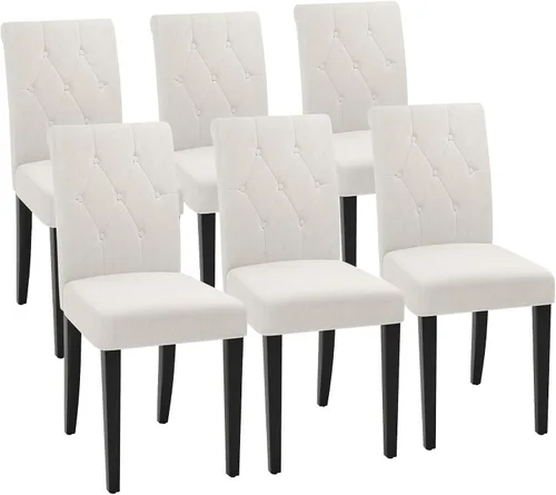Miniatura 14 de Welzona - Juego de 4 sillas tapizadas para comedor, estilo Parsons, con botones, con patas de madera maciza, silla moderna de tela para Negro