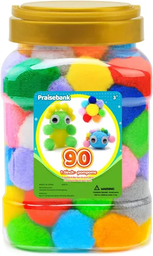 Miniatura 16 de Praisebank 300 pompones de 1 pulgada para artes y manualidades, manualidades en tarro