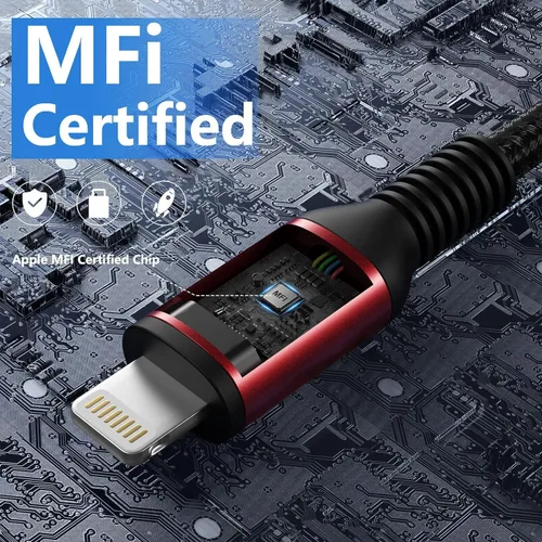 Miniatura 2 de Cable de carga para iPhone [certificado MFi de Apple], paquete de 3 cables USB-A a Lightning de 3 pies, cable de carga rápida trenzado de nailon
