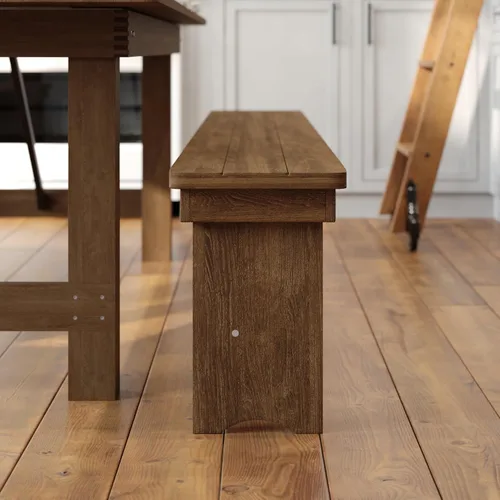 Miniatura 7 de Flash Furniture Hercules Series - Banco plegable de pino macizo rústico de grado comercial de 8 x 12 pies, banco de comedor antiguo de 3 patas