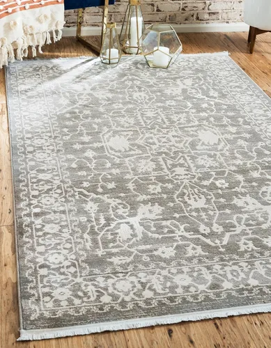 Miniatura 82 de Unique Loom Diseño tradicional clásico intrincado con detalles vintage envejecidos, alfombra de área, 3 pies 3 pulgadas x 5 pies 3 pulgadas, gris