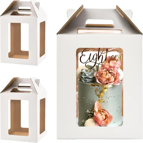 Miniatura 10 de Cajas de pastel de 12 x 12 x 14 pulgadas de alto con ventanas, portador de pasteles de 10 pulgadas y 12 pulgadas de alto, caja grande para tartas