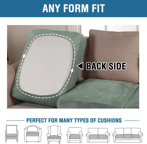 Miniatura 38 de H.VERSAILTEX Funda de cojín elástica de terciopelo para sofá, funda de cojín de felpa para silla, sofá biplaza o sofá, protector de muebles, cojín
