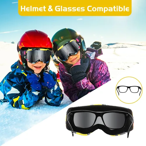 Miniatura 4 de Gafas de esquí para niños, gafas de snowboard para niños y niñas, jóvenes, OTG gafas de esquí antivaho con correa antideslizante