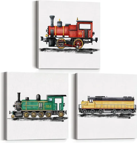 Miniatura 9 de Juego de 3 cuadros enmarcados para decoración de pared de tractores y viejos camiones de granja, cuadros en lienzo, cuadros para el hogar, niños