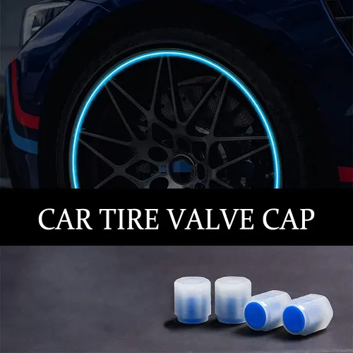 Miniatura 7 de deemars Tapones universales fluorescentes para válvulas de neumáticos de automóvil, 4 piezas, azul, ABS + material luminoso, compatible