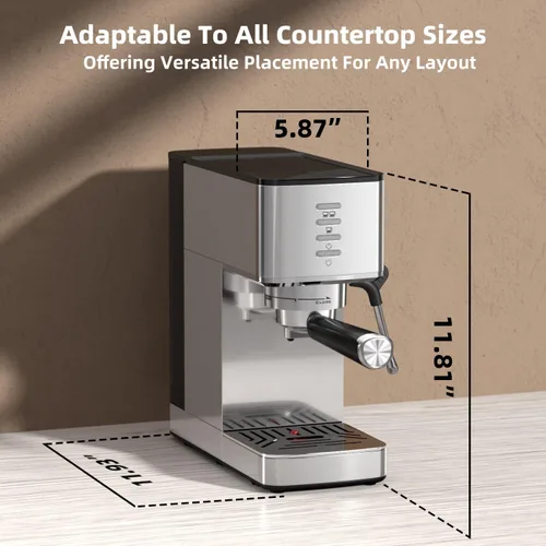 Miniatura 2 de Electactic 20 Bar Coffee Espresso Maker with Fast Cold Brew Function, Built-In Steam Wand, Smart Touch Panel, 37oz Tank for Cappuccino, Latte &
