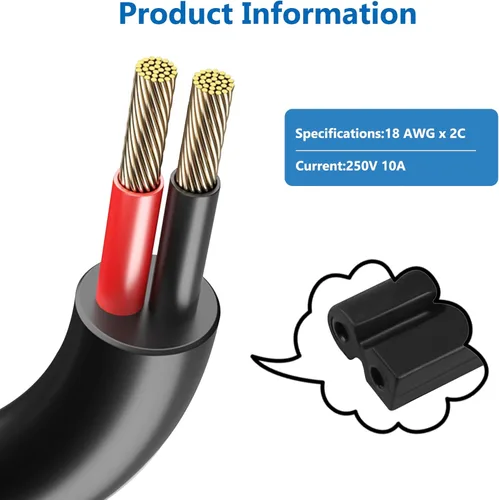 Miniatura 5 de Cable de alimentación para máquina de coser de 9.8 pies, cable de alimentación de 2 clavijas compatible con Brother, Singer, Bernina, Baby-Lock