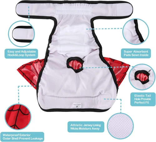 Miniatura 4 de Avont Paquete de 3 Pañales Lavables para Perras Hembras, Pañales Reutilizables para el Período/Cobertura para Perritas en Ciclo de Celo