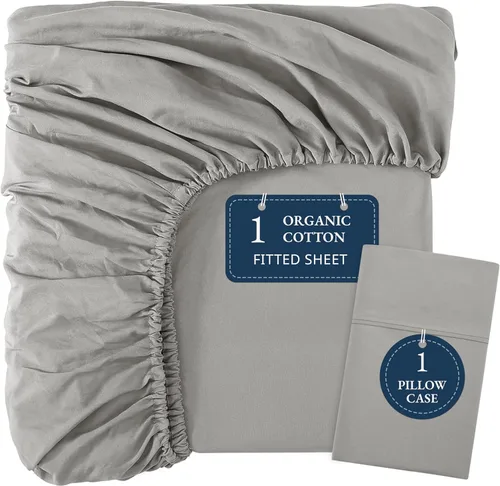 Miniatura 33 de LANE LINEN Juego de 2 piezas con sábana bajera 100% algodón orgánico tamaño individual y 1 funda de almohada, tejido de percal ligero, ultra suave