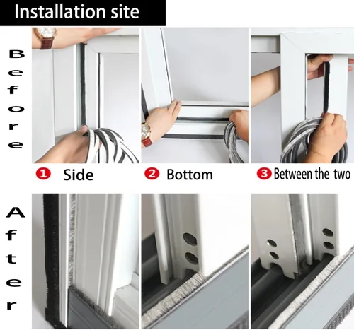 Miniatura 7 de T&B - Burlete auto adhesivo para ventanas y puertas de 9.52 mm x 9.52 mm (3/8 x 3/8 pulgadas). Gris