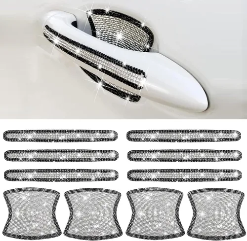Miniatura 12 de BetterJonny 10 unidades de protector contra arañazos de cristal, protector contra arañazos de diamantes para coche para mujeres y niñas (plata)