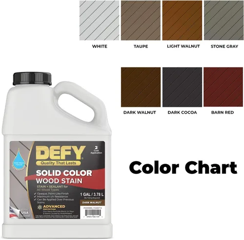 Miniatura 3 de DEFY Tinte de madera de color sólido DW-Solid – Resistente a los rayos UV, opaco, pintura exterior y valla – 1 galón Nogal oscuro