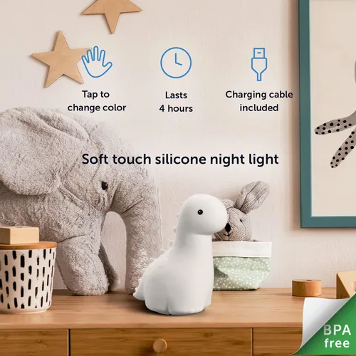 Miniatura 10 de GLOBE Electric Lámpara de noche LED multicolor de silicona, luz táctil Brontosaurus, recargable, cambio de color, cuerpo suave libre de BPA