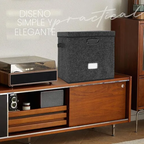 Miniatura 7 de Caja de almacenamiento de discos de vinilo resistente - Organizador de almacenamiento de álbumes con capacidad para más de 50 discos individuales