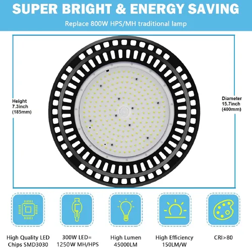 Miniatura 5 de UFO LED High Bay Light 300W 45,000LM,Alternative 1250W MH/HPS,UL Certified LED Driver,0-10V Dimmable,5000K,High Bay Led Lights Shop Warehouse