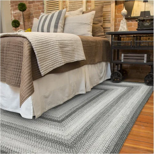 Miniatura 126 de Alfombra ovalada trenzada gris humo de 20 x 30 pulgadas, lavable para interiores y exteriores, decoración campestre para cocinas y entradas