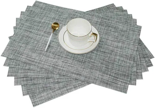 Miniatura 16 de GIVERARE Juego de 6 manteles individuales de vinilo tejido resistente al calor, antideslizante, lavable, fácil de limpiar, tapetes de plástico
