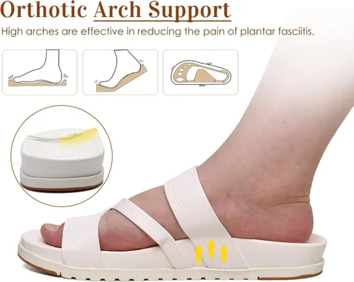 Miniatura 3 de KuaiLu - Sandalias ortopédicas para mujer con cómodo soporte de arco y amortiguación de tapete de yoga, sandalias planas de moda de verano de playa